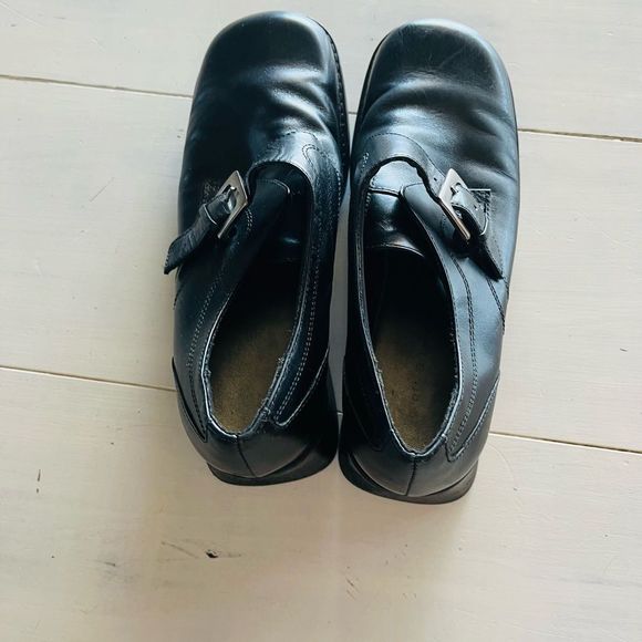 Vintage Croft & Barrow Women’s Black Leather Monk Strap 90s Y2K Chunky Heel 8.5 - Picture 4 of 5